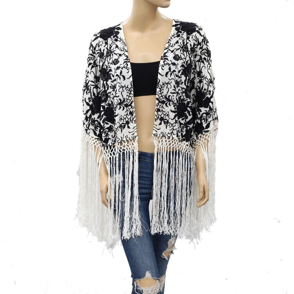 Denim & Supply Ralph Lauren Floral Embroidered Coverup Top fringes XS/S 267689